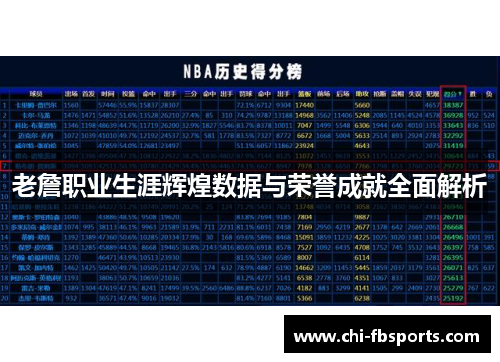 老詹职业生涯辉煌数据与荣誉成就全面解析