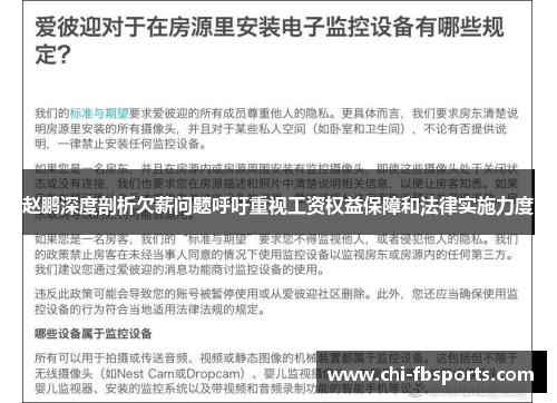 赵鹏深度剖析欠薪问题呼吁重视工资权益保障和法律实施力度